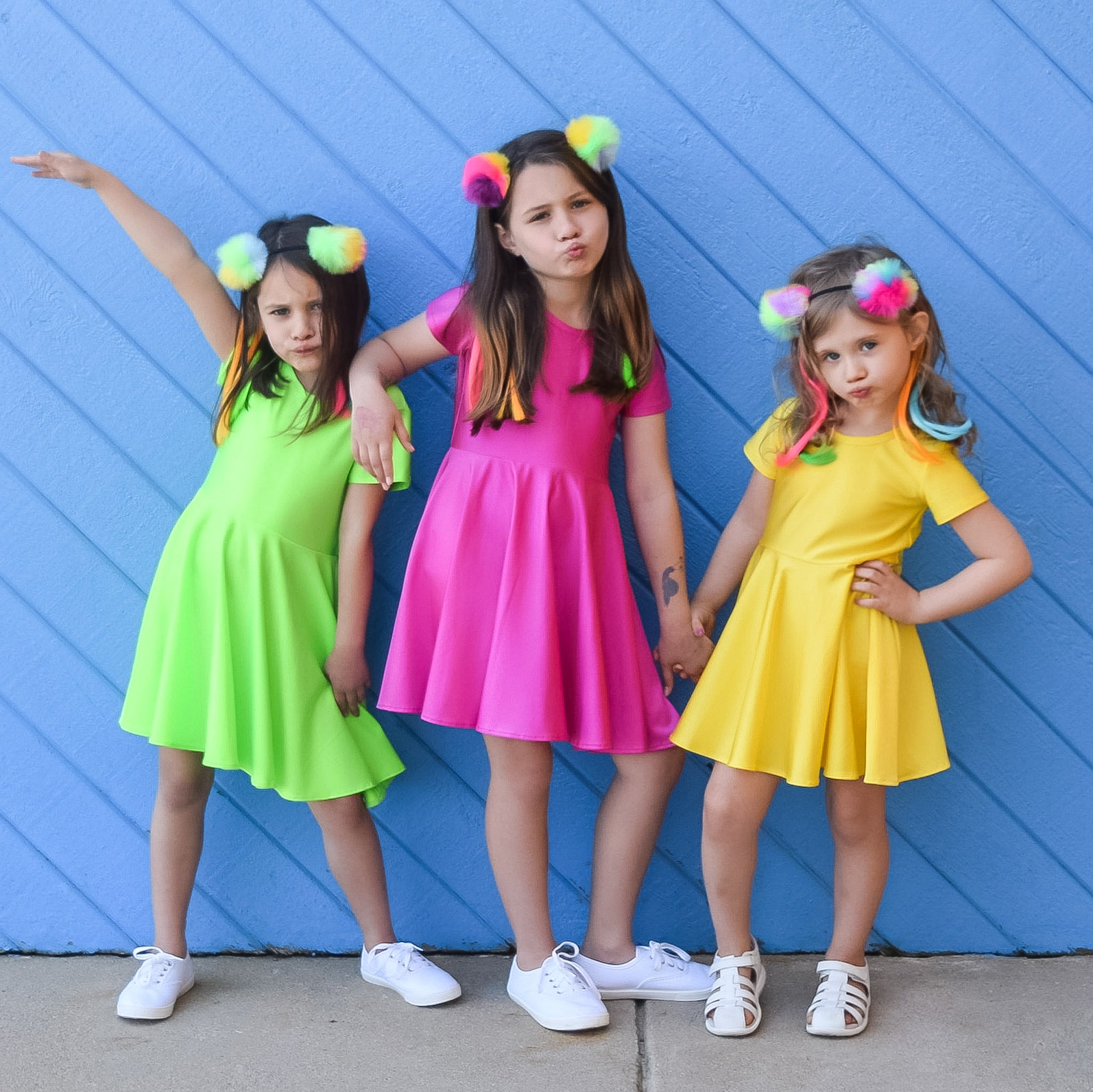 girls neon dress Neon Orange and Blue Maxi Dress - Girls Dress - Maxi Dress