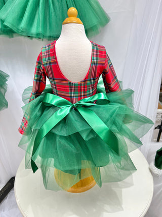 Christmas Plaid Tutu Dress Hunter Green