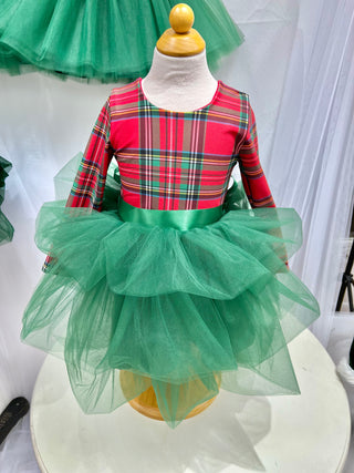 Christmas Plaid Tutu Dress Hunter Green