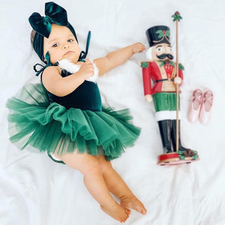 Green With Envy Velvet Petite Tutu Dress