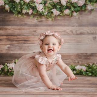 Carrie Rose Gold Blush Birthday Belle Tutu Sparkle Romper