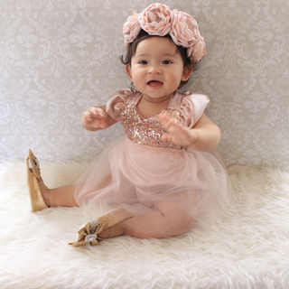 Carrie Rose Gold Blush Birthday Belle Tutu Sparkle Romper