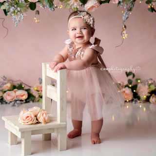 Carrie Rose Gold Blush Birthday Belle Tutu Sparkle Romper