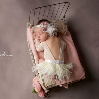 Ivory Feather Newborn Outfit with Ruffles
