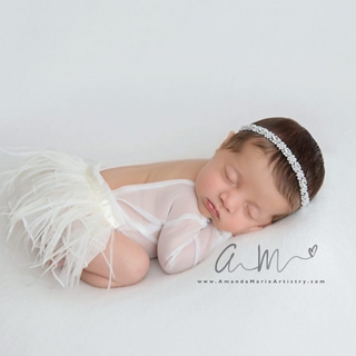 Ivory Feather Newborn Outfit with Ruffles