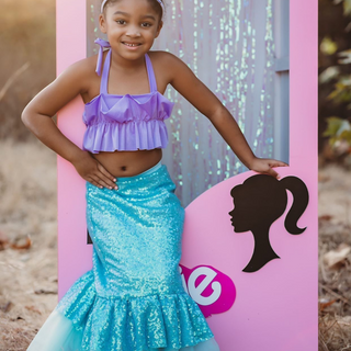 Mermaid Crop & Skirt Outfit Set in Teal