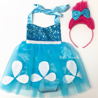 Princess Girl Blue Dress Tutu Sparkle Romper