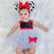 Load image into Gallery viewer, Sweet &amp; Glam Dalmatian Sparkle Romper
