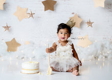 Load image into Gallery viewer, Boho Gold Stars Ivory Tutu Romper
