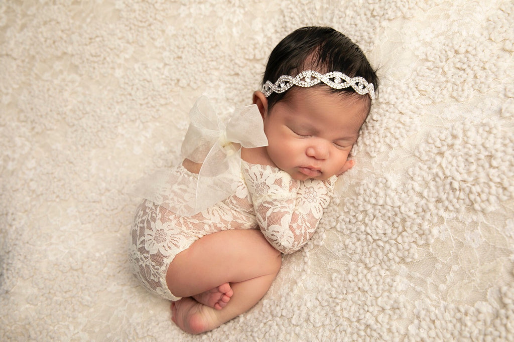 chinese dress ladies Lace Bodice with Rhinestone Strip Waist Ivory Flower Girl Dress Infant 5786SIV 18 Months / Ivory main image 1