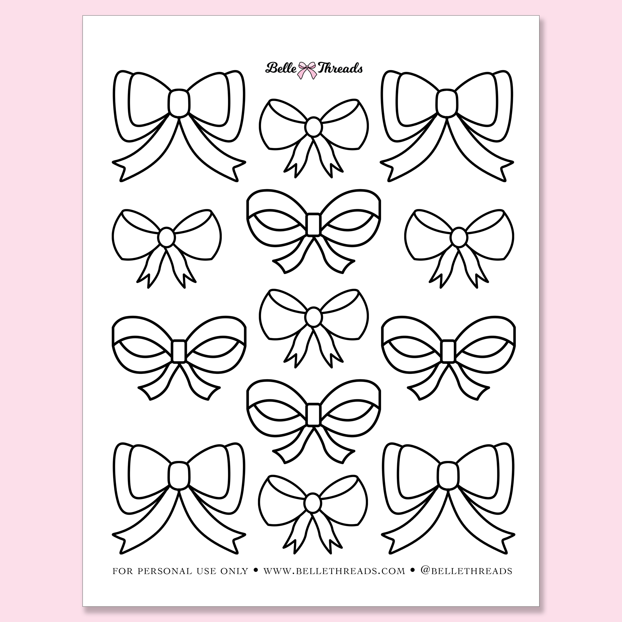 Free Coquette Bow Coloring Page Printable – Belle Threads