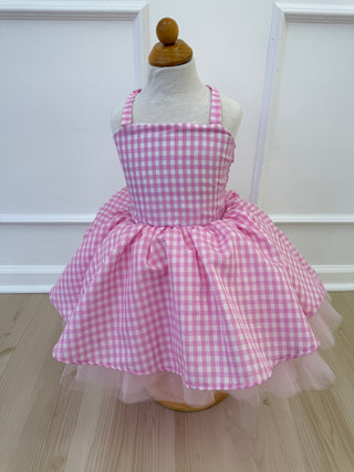 3t pink gingham tutu dress