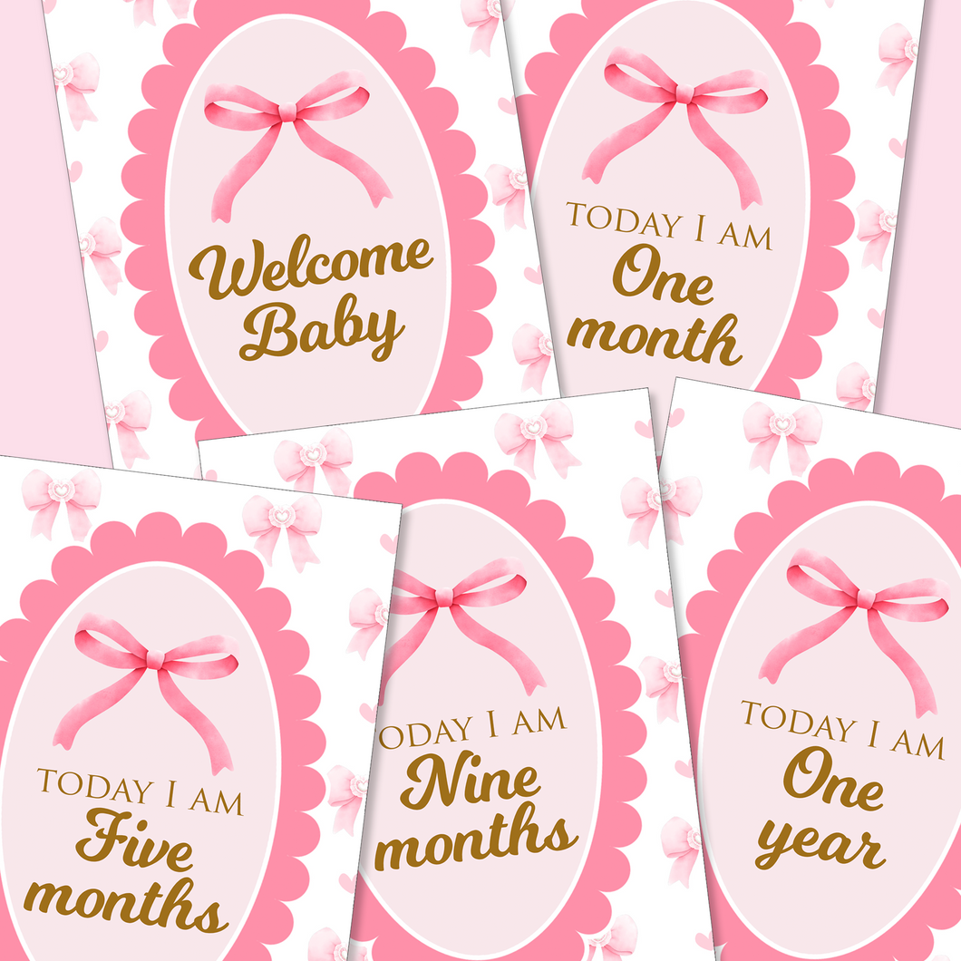 DIGITAL ONLY Coquette Themed Milestone Cards