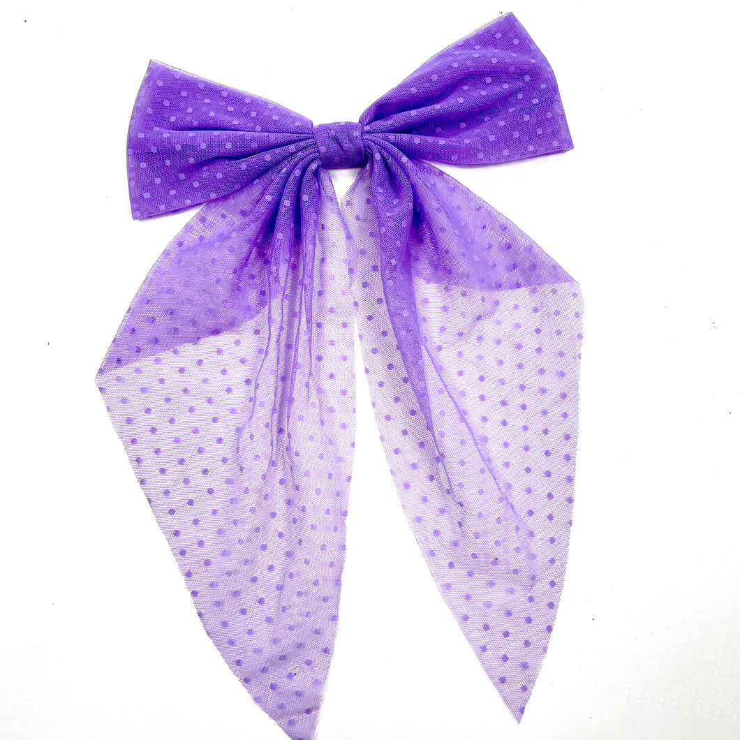 Purple Tulle Hair Bow