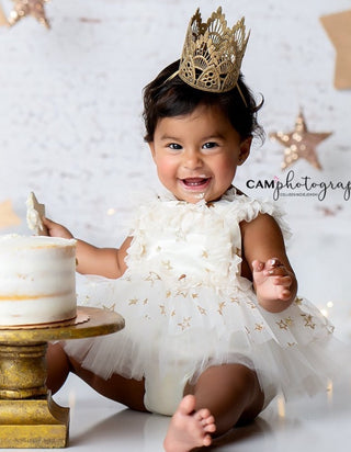 Boho Gold Stars Ivory Tutu Romper