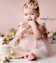 Load image into Gallery viewer, Carrie Rose Gold Blush Birthday Belle Tutu Sparkle Romper
