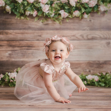 Load image into Gallery viewer, Carrie Rose Gold Blush Birthday Belle Tutu Sparkle Romper
