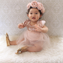 Load image into Gallery viewer, Carrie Rose Gold Blush Birthday Belle Tutu Sparkle Romper
