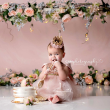 Load image into Gallery viewer, Carrie Rose Gold Blush Birthday Belle Tutu Sparkle Romper
