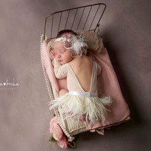 Load image into Gallery viewer, Ivory Feather Newborn Outfit with Ruffles
