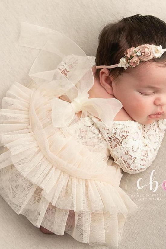 Ivory Knit Romper & Tutu Skirt Newborn Outfit – Belle Threads