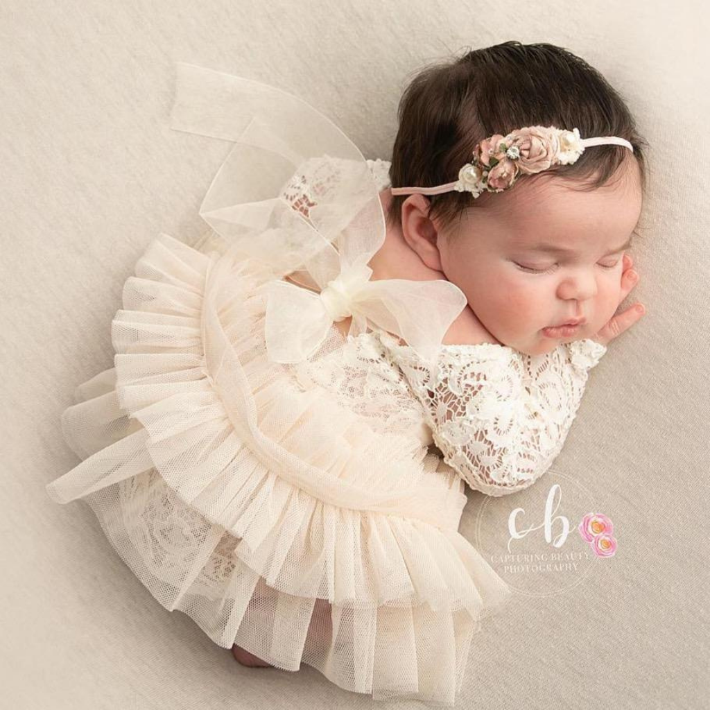 Ivory Knit Romper & Tutu Skirt Newborn Outfit