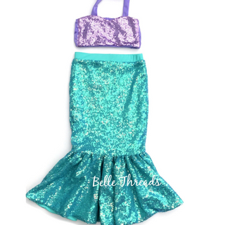 Mermaid Crop & Skirt Outfit Set in Teal