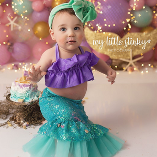 Mermaid Crop & Skirt Outfit Set in Teal