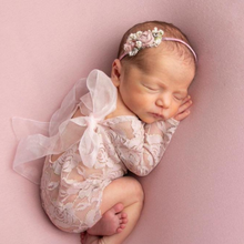 Load image into Gallery viewer, Newborn Photography Prop Blush Lace Leotard
