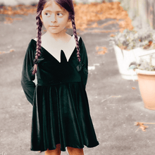 Load image into Gallery viewer, Black Velvet Collar Twirl Dress
