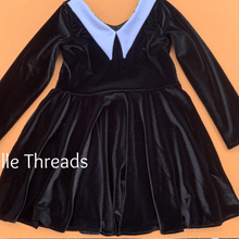 Load image into Gallery viewer, Black Velvet Collar Twirl Dress

