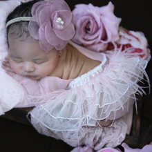Load image into Gallery viewer, Dusty Rose Ooh La La Ivory Feather Newborn Outfit
