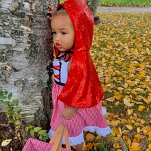 Load image into Gallery viewer, Little Red Riding Hood Sparkle Romper Tutu Dress with Cape
