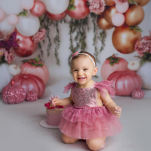 Load image into Gallery viewer, Bejeweled Mauve Tutu Romper
