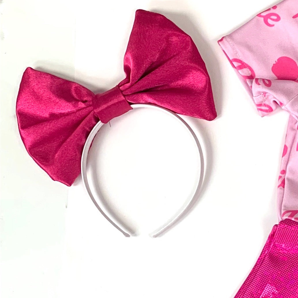 Pink Girl Satin Big Bow