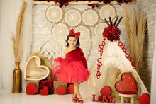 Load image into Gallery viewer, Red Velvet One Shoulder One Sleeve Tutu Dress
