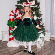 Load image into Gallery viewer, Winter Green Nova Off the Shoulder Tutu Dress Santa Nova Dress
