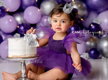 Load image into Gallery viewer, Purple Lace Cake Smash Tutu Romper

