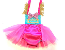 Load image into Gallery viewer, Hot Pink and Aqua Circus Tutu Romper
