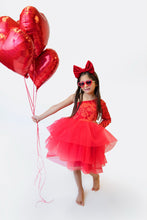 Load image into Gallery viewer, Fire in the Sky One Sleeve Tutu Dress
