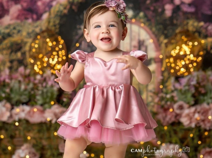 Mauve Cake Smash Dress, Baby First Birthday