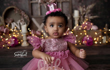 Load image into Gallery viewer, Bejeweled Mauve Tutu Romper
