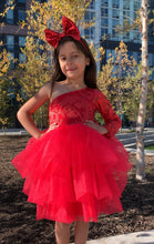 Load image into Gallery viewer, Fire in the Sky One Sleeve Tutu Dress
