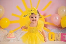 Load image into Gallery viewer, Yellow Lace Cake Smash Tutu Romper
