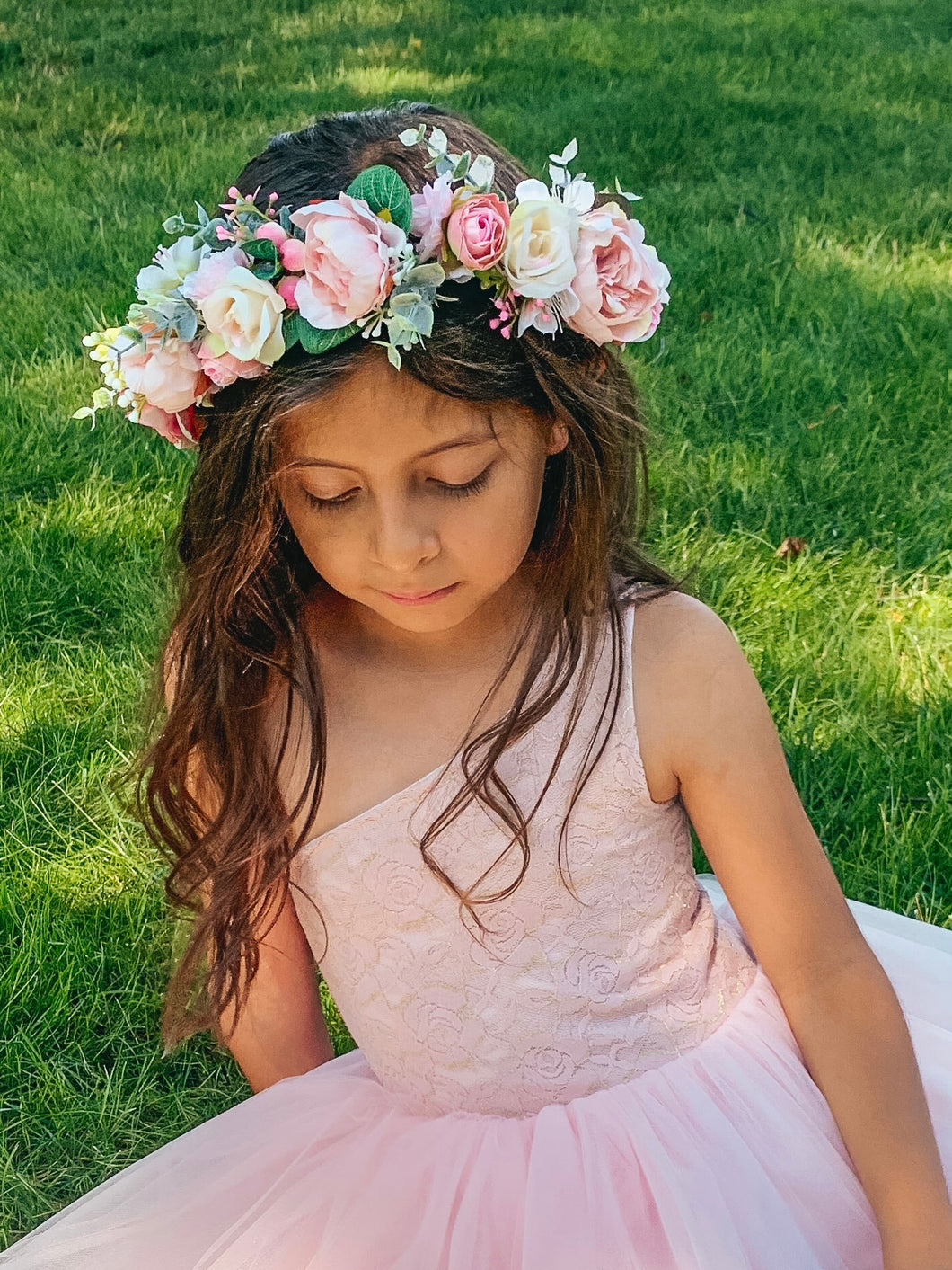 Pink and Blush Flower Girl Flower Crown